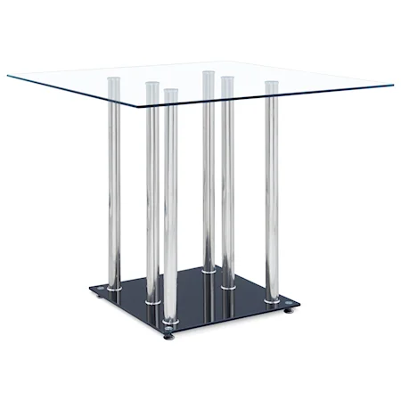 Glass Bar Table With Chrome Tube Legs