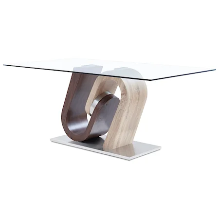 Ultra-Modern Glass Dining Table with Unique Pedestal Base