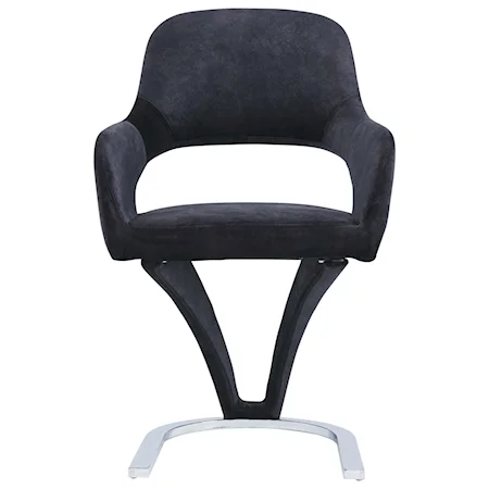 Contemporary Dining Chair with Black Velvet Fabric