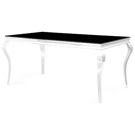 Chrome Leg Dining Table with Black Glass Top