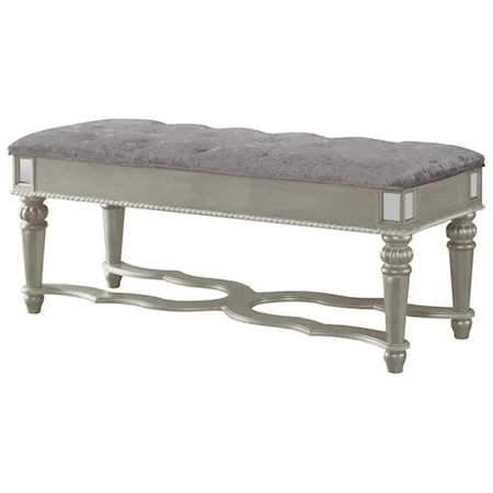 Traditional Upholstered Bench with Jeweled Tufting