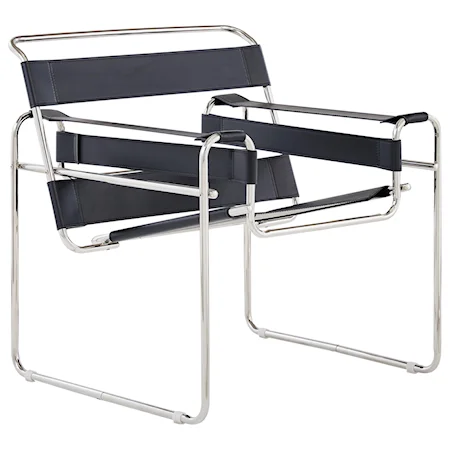 Strap Style Chair with Polished Chrome Frame