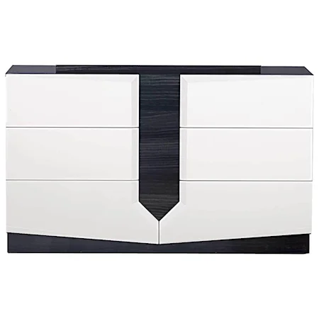 Zebrano Stripe 6-Drawer Dresser with Hidden Jewelry Storage