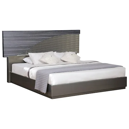 Contemporary Two-Tone King Bed with LED Lighting
