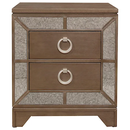 Old Hollywood 2-Drawer Nightstand with Mirror Trim