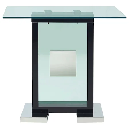 Contemporary End Table with Tempered Glass Top