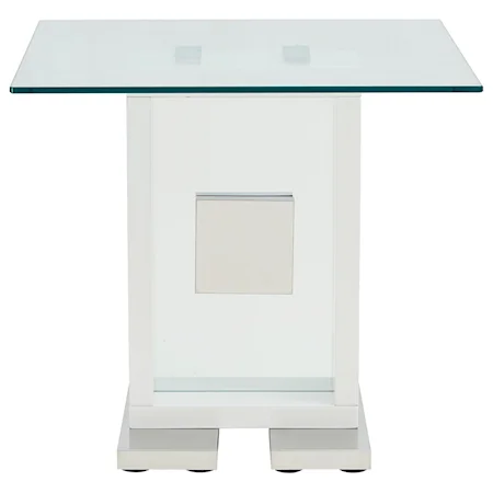 Contemporary End Table with Tempered Glass Top