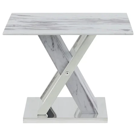 Contemporary End Table With Glass Marble Top