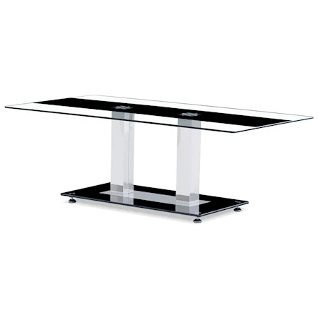 Contemporary Glass Coffee Table with Black Stripe
