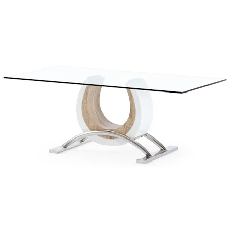 Horseshoe Style Base Cocktail Table with Glass Top