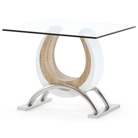 Horseshoe Style Base End Table with Glass Top