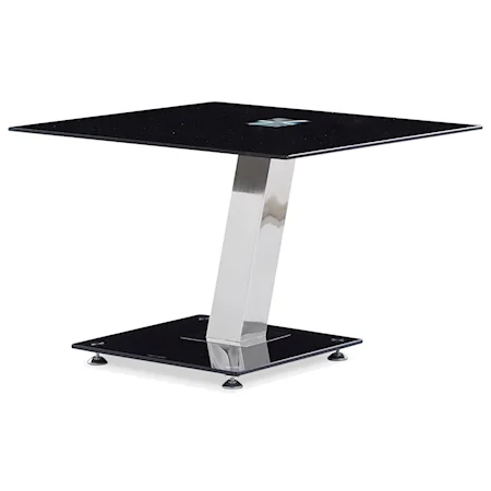 Tempered Glass End Table With Chrome Base