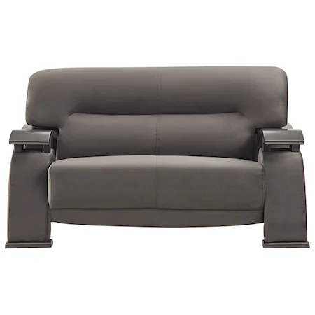 Contemporary Loveseat with Wood Arms