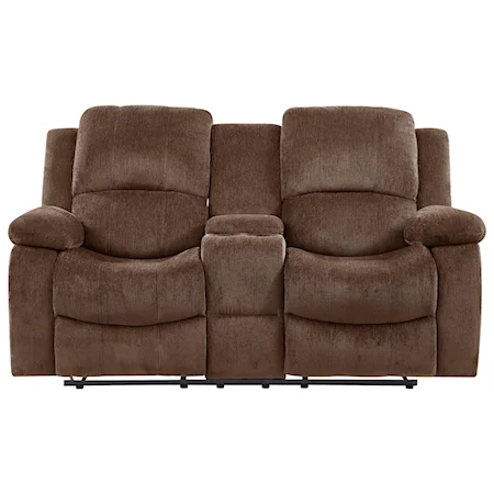Casual Plush Reclining Loveseat with Center Console