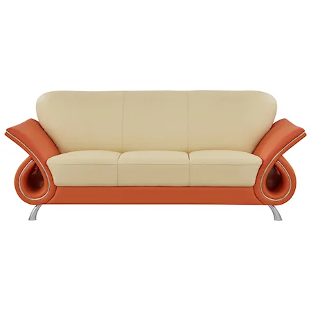 Contemporary Sofa with Flared Arms and Metal Accents