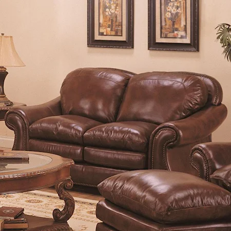 Traditional Upholstered Loveseat with Bun Feet