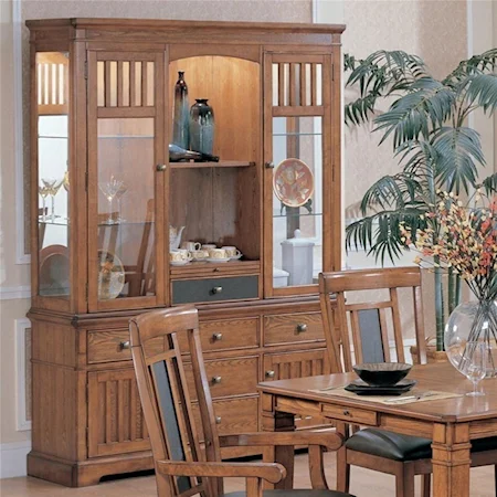 Mission Style China Cabinet with Glass Doors
