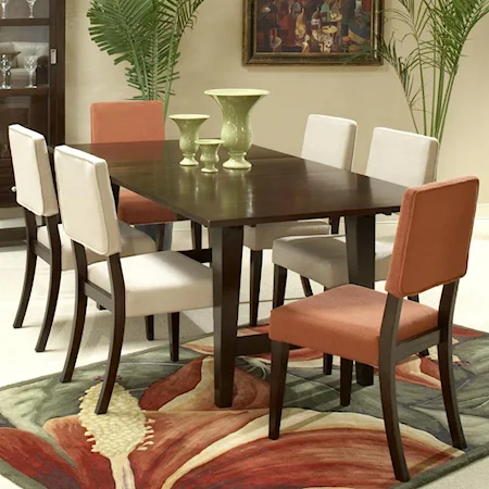 7-Piece Leg Table & Upholstered Side Chair Set