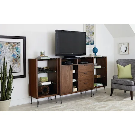 Contemporary Wall Unit with with Cord Access Holes and Soft-Close Drawers