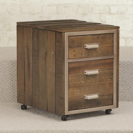 2 Drawer Mobile File Cabinet with Metal Trim and Casters