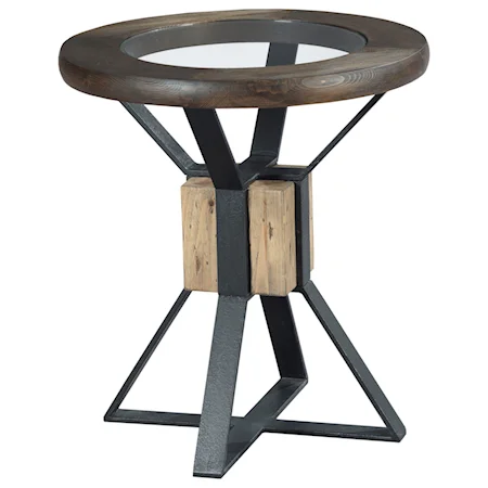 Compass End Table with Tempered Glass Top