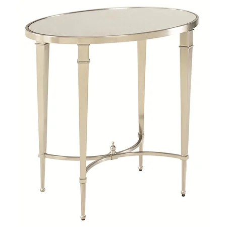 Antique Silver Nickel Oval End Table