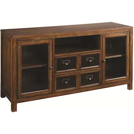 54-Inch Entertainment Console with Two Glass Doors & Two Drawers