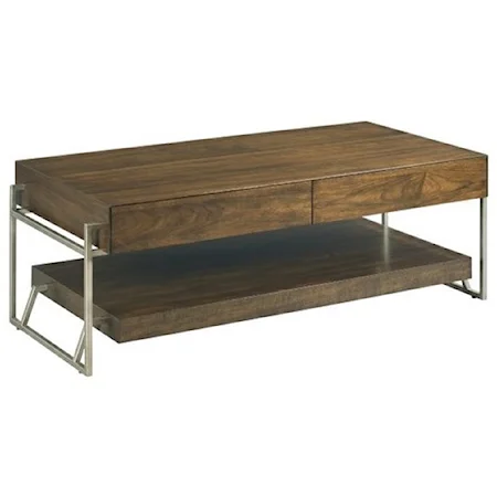 Industrial Rectangular Cocktail Table with Storage