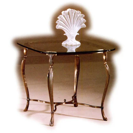 28" Glass Top Square Lamp Table