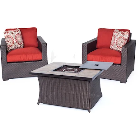 3-Piece Chat Set with LP Gas Fire Pit Table