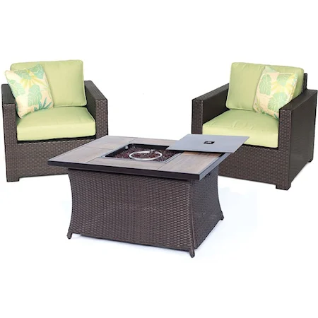 3-Piece Chat Set with LP Gas Fire Pit Table