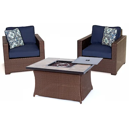 3-Piece Chat Set with LP Gas Fire Pit Table
