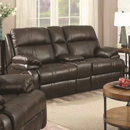 Power Reclining Love Seat with Center Console and Cup Holders