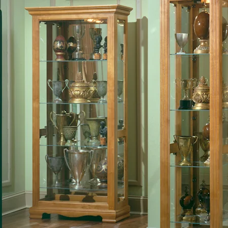 Large Solid Wood Curio Cabinet w/ Crown Molding