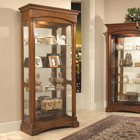 Large Solid Wood Curio Cabinet with 4 Adjustable Glass Shelves