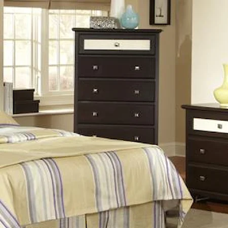 Casual Rich Brown 5-Drawer Chest
