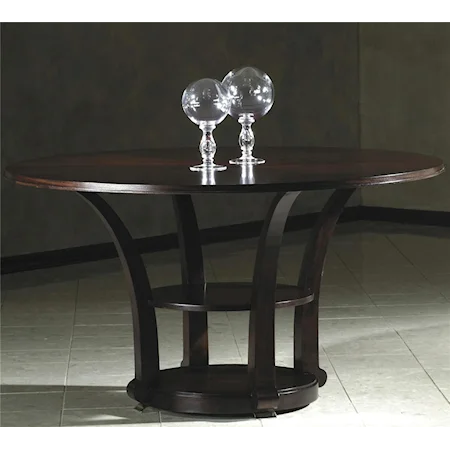 54" Round Dining Pedestal Table With 1 Shelf