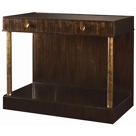 Transitional 2 Drawer Nightstand with Leather Top