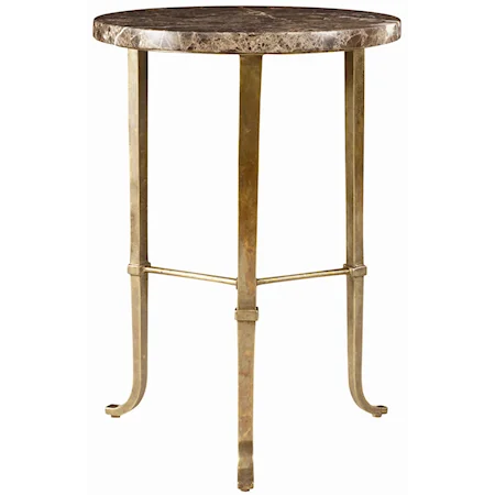 Transitional Round Bronze Spot Table with Marble Top