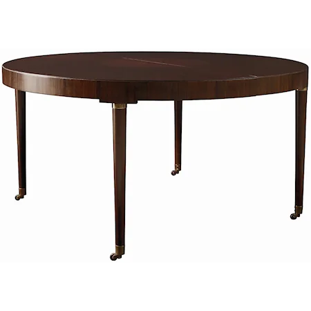 Transitional Round Dining Table with Leaf and Casters