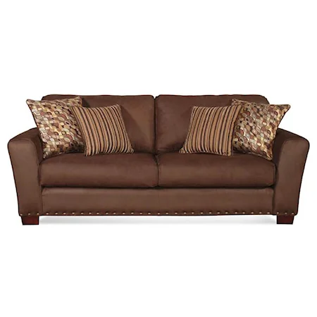 Contemporary Stationary Sofa with Nailhead Trim