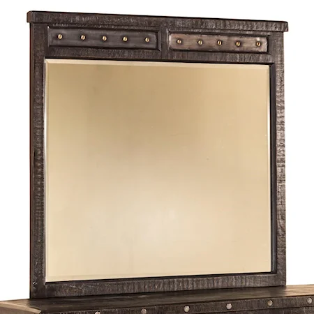 Framed Mirror with Nailhead Accent