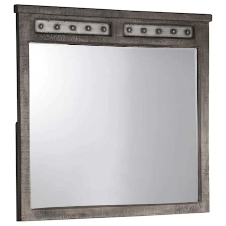 Framed Mirror with Nailhead Accent