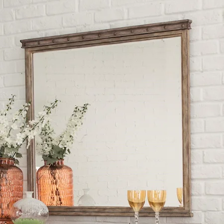 Square Mirror with Wooden Frame