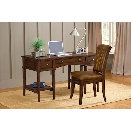 Three Drawer Desk and Upholstered Chair Set