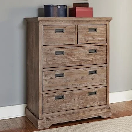 Five Drawer Chest with Inset Bronze Hardware