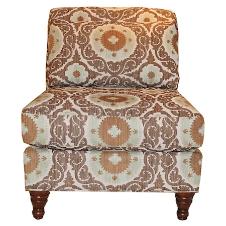 Traditional Armless Accent Chair with Turned Wood Feet