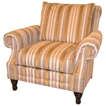 Traditional Upholstered Accent Chair with Turned Wood Legs