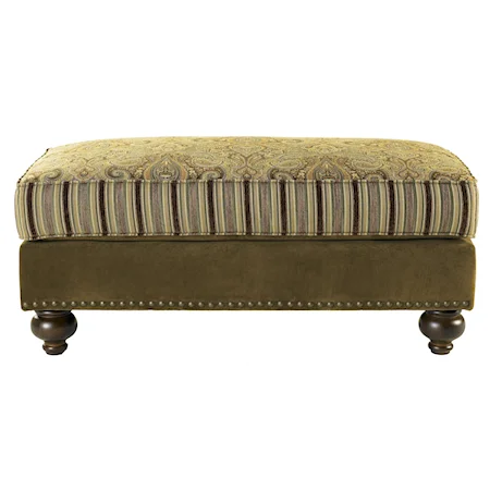 Ottoman with Decoratively Turned Wood Legs