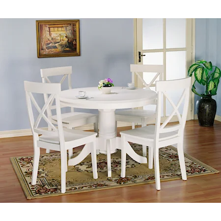 5 piece Round Kitchen Table and X Back Side Chairs Set